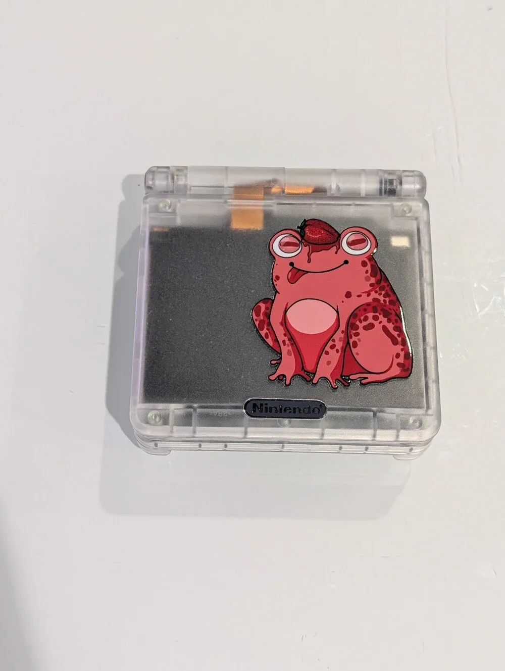 Strawberry Frog Clear Nintendo Game Boy Advance SP GBA SP with v5 IPS Screen
